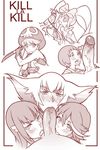  6+girls artist_name beanie breasts collage disembodied_penis fellatio group_sex harime_nui hat hetero huge_penis jakuzure_nonon kill_la_kill kiryuuin_ragyou kiryuuin_satsuki mankanshoku_mako matoi_ryuuko mature monochrome mother_and_daughter multiple_boys multiple_fellatio multiple_girls multiple_penises oral penis small_breasts smile sucking_testicles testicles uncensored x-teal2 