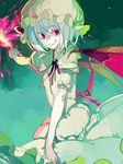  blue_hair dress fakepucco flat_chest hat pink_eyes remilia_scarlet short_hair smile solo touhou wings 