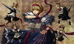  alice_margatroid blonde_hair blue_eyes book capelet doll hairband hands lance long_hair md5_mismatch natsume_k polearm shanghai_doll short_hair solo string touhou weapon 