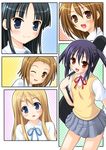  akiyama_mio black_eyes brown_eyes guitar_case hirasawa_yui instrument_case k-on! kotobuki_tsumugi long_hair miu_(c_blue) multiple_girls nakano_azusa neck_ribbon red_ribbon ribbon school_uniform tainaka_ritsu twintails 