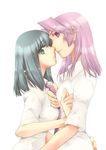  highres hug kajiki_yumi kapiko multiple_girls saki touyoko_momoko tsuruga_school_uniform yuri 