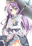  :&lt; blush hair_ribbon kuwashima_rein long_hair purple_eyes purple_hair ribbon rune_factory rune_factory_3 sofia_jalapeno_viviage solo umbrella 