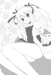  copyright_request dress greyscale hair_ribbon long_hair monochrome panties ribbon solo twintails underwear zinno 
