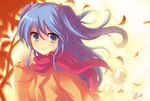  bad_id bad_pixiv_id blue_eyes blue_hair blush character_request copyright_request hair_bobbles hair_ornament peach_(momozen) scarf smile solo twintails 