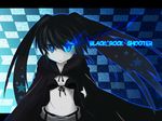  black_hair black_rock_shooter black_rock_shooter_(character) blue_eyes long_hair midriff solo stitches twintails yuuhi_alpha 