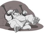  against_wall animal_genitalia anthro anus arms_tied barefoot bound bowser cel_shaded clenched_teeth erection genital_slit humanoid_penis koopa lying male mario_bros monochrome musclegut nintendo nude on_back overweight overweight_male penis plantigrade reclining retracted_foreskin scalie sepia shackles slightly_chubby slit solo spread_legs spreading sweat sweatdrop teeth toomanyboners uncut uncut_with_sheath video_games 