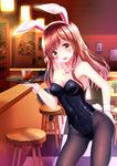  alcohol alternate_costume animal_ears ass_visible_through_thighs bangs bar bare_shoulders black_leotard blush breasts brown_eyes brown_hair bunny_ears bunny_girl bunny_tail bunnysuit checkered checkered_floor choker cleavage counter covered_navel cowboy_shot cup d.va_(overwatch) drink drinking_glass eyebrows eyebrows_visible_through_hair facepaint facial_mark fake_animal_ears flower flower_pot frame glass groin hand_on_ass hand_on_hip hand_up highleg highleg_leotard holding holding_tray ice ice_cube indoors ju_topia leaning_to_the_side legs_apart leotard long_hair looking_at_viewer medium_breasts mercy_(overwatch) open_mouth overwatch pantyhose photo_(object) plant poster_(object) shiny shiny_clothes smile soldier:_76_(overwatch) solo sparkle standing stool strapless strapless_leotard table tail tracer_(overwatch) tray whisker_markings whiskey wrist_cuffs 