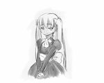  1girl ahashi child dress light_smile long_hair long_twintails looking_at_viewer monochrome original twintails upper_body 