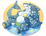  5_fingers 5_toes anthro biceps big_biceps blush clothing colored cute dessert digital_drawing_(artwork) digital_media_(artwork) dorsal_fin dot_eyes fin fish food footwear front_view gills green_clothing grey_scales happyending ice_cream kiddie_pool long_tail male manly marine multicolored_scales musclegut muscular muscular_male pecs pink_tongue pool_(disambiguation) reclining sandals scales shaded shadow shark shorts simple_background sitting solo spots sun symbol tail_fin thick_neck thick_tail toes tongue tongue_out toony triceps two_tone_scales water whale_shark white_background white_scales yellow_background 