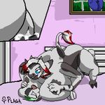  2016 animated anthro balls bed bedding bedroom big_breasts black_fur blue_eyes bovine breasts cattle close-up cowgirl_position daisy_maybelle domination duo equine eyes_closed female female_domination female_on_top fur green_hair hair horn hyperfreak666 inside larger_female looking_pleasured lying male male/female mammal moan multicolored_fur multicolored_hair nude on_back on_bed on_top open_mouth orgasm overweight overweight_female penetration penis plaga power_bottom pussy red_hair reverse_missionary_position sex size_difference smaller_male smile spots two_tone_fur two_tone_hair vaginal vaginal_penetration white_fur white_hair zebra 