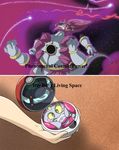  aladdin_(disney) alternate_form clenched_hands closed_eyes cryomancer english error fang gen_6_pokemon highres holding holding_poke_ball hoopa non-web_source parody parted_lips poke_ball pokemon pokemon_(creature) space 