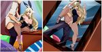  blonde_hair blush breasts bunny_ears bunny_suit character_request cum fairy_tail mavis_vermilion nipples open_mouth pussy saliva 