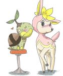  blush coupon_(4chan) deerling gen_4_pokemon gen_5_pokemon heart kiss no_humans non-web_source pokemon pokemon_(creature) stool turtwig 