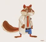  anthro brown_fur chipmunk clothed clothing disney eyewear fur glasses looking_at_viewer male mammal mistermead pills rodent simple_background solo squirrel white_background zootopia 