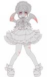  1girl bare_shoulders blood bonnet bow detached_sleeves dress frilled_dress frills lolita_fashion no_mask painwheel_(skullgirls) red_eyes ribbon scar shoes skullgirls solo tarami 