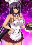  black_hair breasts brown_hair chef_hat chef_uniform cleavage collarbone frilled_skirt frills glasses hair_bobbles hair_ornament hand_on_hip hat heart ikkitousen jpeg_artifacts kan'u_unchou large_breasts long_hair open_mouth purple_skirt ryuubi_gentoku shiny shiny_skin skirt solo toque_blanche v 