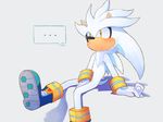  ... 123autumn anthro boots clothing condom_wrapper footwear gloves hedgehog mammal mostly_nude pinup pose silver_the_hedgehog sitting sonic_(series) speech_bubble 