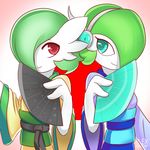  2016 clothed clothing duo female folding_fan gardevoir hair headphones hi_res humanoid japanese_clothing kimono looking_at_viewer mammal nintendo pok&eacute;mon red_eyes rilex_lenov simple_background smile video_games 