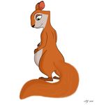  2016 andie belly big_belly cute feral fluffy fluffy_tail looking_down mammal pose pregnant rodent simple_background skateryena smile squirrel the_nut_job white_background 