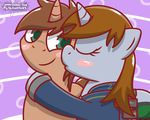  2016 blush clothing digital_media_(artwork) duo equine eyes_closed female friendship_is_magic fur hair horse kissing male male/female mammal my_little_pony pokefound pony simple_background smile 