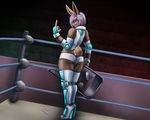  abstract_background big_butt butt chair clothing cocky elbow_pads fighting_ring footwear girly green_eyes hair high_heels invalid_tag knee_pads lagomorph legwear long_ears male mammal middle_finger ouch purple_hair rabbit sleeveless_shirt smile smore_(character) solo thick_thighs thigh_highs underwear vyotl_(artist) wrestler wrestling 