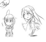  ahoge bare_shoulders boots braid chibi commentary crying crying_with_eyes_open detached_sleeves flying_sweatdrops greyscale hair_flaps hair_ornament hair_ribbon hairclip haruna_(kantai_collection) headgear highres kantai_collection kneehighs monochrome multiple_girls namikawa_kuroha nontraditional_miko pleated_skirt remodel_(kantai_collection) ribbon running shigure_(kantai_collection) signature single_braid sitting sketch skirt tears thigh_boots thighhighs translated 