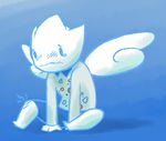  2014 anthro anthrofied blue_background blue_clothing blue_theme blush chibi clothed clothing colored crying cute digital_drawing_(artwork) digital_media_(artwork) dot_eyes fairy feathers full-length_portrait happyending low_res nintendo pok&eacute;mon pok&eacute;morph portrait shaded shirt shorts simple_background sitting solo tears togetic toony video_games white_feathers 