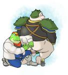  amphibian anthro autotonguejob backsack balls blush boots bottomless butt clothed clothing duo fingering flaccid footwear fully_clothed gerozaemon_geroda long_foreskin looking_pleasured lube male male/male musclegut nintendo on_one_knee penis rear_view slippy_toad star_fox toad uncut video_games wkd yaiba_(series) 