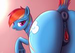  2016 animal_genitalia animal_pussy anus bedroom_eyes butt clitoral_winking clitoris cutie_mark dock earth_pony equine equine_pussy female feral friendship_is_magic hair half-closed_eyes hi_res horse jeki looking_at_viewer looking_back mammal multicolored_hair my_little_pony pony presenting pussy rainbow_dash_(mlp) rainbow_hair raised_tail rear_view seductive solo 