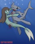  battle digital_media_(artwork) duo female fight fish gretta marine my_little_pony nude outside pj-nsfw shark shark_week tagme water 