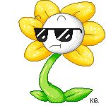 2016 alpha_channel animated dancing eyewear flora_fauna flower flowey_the_flower kyubeygirl long_ears low_res male monster plant signature simple_background solo sunglasses transparent_background undertale video_games 