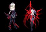  armor blonde_hair dark_persona fate/apocrypha fate_(series) heart-shaped_lock mordred_(fate) mordred_(fate)_(all) multiple_views ogawa_shou sword veil weapon yellow_eyes 