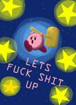  hammer humorous kirby kirby_(series) nintendo not_furry open_mouth running solo star text tools video_games 