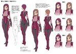 1girl breasts claire_(chronos) full_body glasses hyouryuu_kangoku_chronos large_breasts lilith-soft purple_hair simple_background smile solo space_suit 