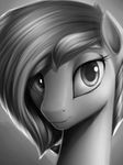  ambiguous_gender equine eyelashes fan_character feral fur greyscale hair looking_at_viewer mammal michellka monochrome my_little_pony simple_background smile solo 