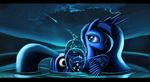  auroriia black_bars blue_eyes blue_feathers blue_hair blue_theme butt cutie_mark duo equine feathered_wings feathers female friendship_is_magic hair horn mammal my_little_pony partially_submerged princess_luna_(mlp) riding water winged_unicorn wings 