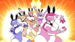  blackshirtboy explosion female group lagomorph machine mammal pose rabbit robot sentai team 