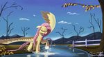  auroriia creek detailed_background equine eyelashes eyes_closed feathered_wings feathers female feral fluttershy_(mlp) friendship_is_magic hair hooves jewelry mammal my_little_pony necklace outside pegasus pink_hair sky solo spread_wings wings yellow_feathers 