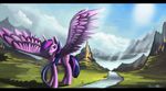  auroriia cutie_mark day equine feathered_wings feathers female feral friendship_is_magic fur hair hooves horn looking_at_viewer mammal my_little_pony outside purple_eyes purple_feathers purple_fur purple_hair sky solo spread_wings standing sun twilight_sparkle_(mlp) winged_unicorn wings 