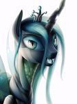  blue_eyes blue_hair changeling detailed female feral friendship_is_magic hair horn insect_wings looking_at_viewer michellka my_little_pony open_mouth queen_chrysalis_(mlp) simple_background solo teeth tongue white_background wings 