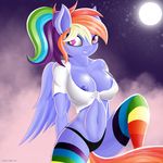 anthro big_breasts breasts camel_toe cleavage clothed clothing equine female friendship_is_magic hair legwear mammal multicolored_hair my_little_pony navel nipples panties pegasus pubes rainbow_dash_(mlp) skimpy smile solo stockings twiren underwear wings 
