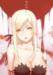  bad_id bad_pixiv_id bare_shoulders blood bloody_tears breasts cleavage collarbone crying crying_with_eyes_open highres kiss-shot_acerola-orion_heart-under-blade kizumonogatari long_hair medium_breasts monogatari_(series) pointy_ears shoutai_(7490773) solo tears translation_request yellow_eyes 