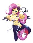  2016 anthro anthrofied areola big_breasts breasts clothing collar equine eyelashes feathered_wings feathers female fluttershy_(mlp) freedomthai friendship_is_magic hair halo hi_res horn jewelry legwear long_hair looking_at_viewer mammal my_little_pony necklace nipples open_mouth pegasus pink_hair simple_background solo succubus teal_eyes thigh_highs translucent transparent_clothing white_background wings 