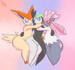  ambiguous_gender blue_eyes diancie eyelashes eyeless group immortalstar legendary_pok&eacute;mon meloetta nintendo open_mouth pok&eacute;mon red_eyes smile victini video_games wide_hips 