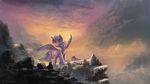  2016 cutie_mark day detailed_background equine feathered_wings feathers female feral friendship_is_magic fur hair hi_res horn mammal my_little_pony outside purple_eyes purple_feathers purple_fur purple_hair shamanguli sky snow snowing solo spread_wings standing twilight_sparkle_(mlp) winged_unicorn wings 