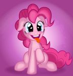  2013 blue_eyes earth_pony equine female feral friendship_is_magic fur hair horse looking_at_viewer mammal my_little_pony pink_background pink_fur pink_hair pinkie_pie_(mlp) pony simple_background smile solo thediscorded tongue tongue_out 