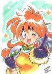  1girl artist_request female lina_inverse looking_at_viewer one_eye_closed orange_hair slayers smile solo wink 