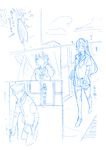  1girl admiral_(kantai_collection) blue bug cicada comic highres insect kantai_collection monochrome norakura_(nr_kura) ooyodo_(kantai_collection) sketch translation_request 