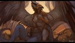  2015 anthro areola avian balls beak bird blue_scales breasts brown_feathers claws digital_media_(artwork) digital_painting_(artwork) dragon duo eastern_dragon egyptian_vulture erection eva_(ozawk) eyes_closed faceless_male feathered_wings feathers female hand_on_thigh handjob horn humanoid_penis hybrid letterbox lying male male/female multicolored_feathers nipples non-mammal_breasts nude on_back oouna penis penis_grab pillow pussy scales scalie signature straddling vulture whiskers white_feathers wings 