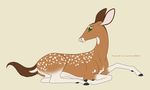  2016 autumndeer cervine deer female feral green_eyes hooves lying mammal pink_nose solo spots 